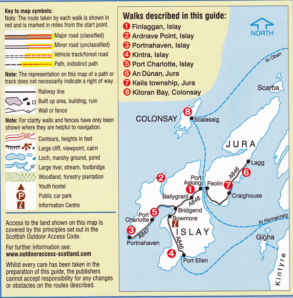 Islay, Jura and Colonsay Walks Map/Guide
